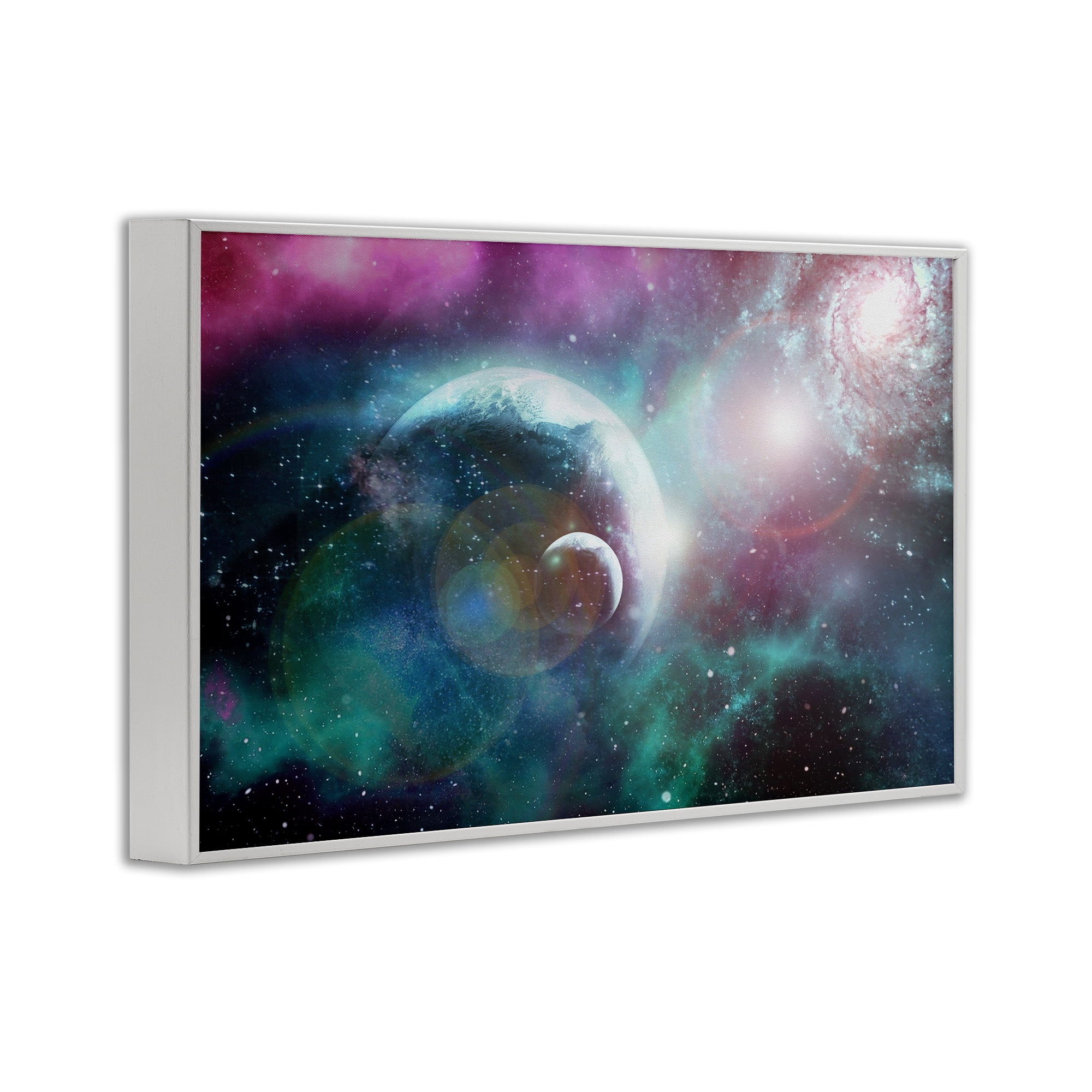 Eclipsing Cosmos Planets White Framed Giclee Art, design by Ali Chris