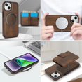 thumbnail image 4 of Decase for iPhone 13 Flip PU Leather Back Cover with 2-in-1 Detachable Magnetic Wallet with 5 Card Slots Compatible Mag-Safe and RFlD Blocking Kickstand and Wireless Charging,Brown, 4 of 5