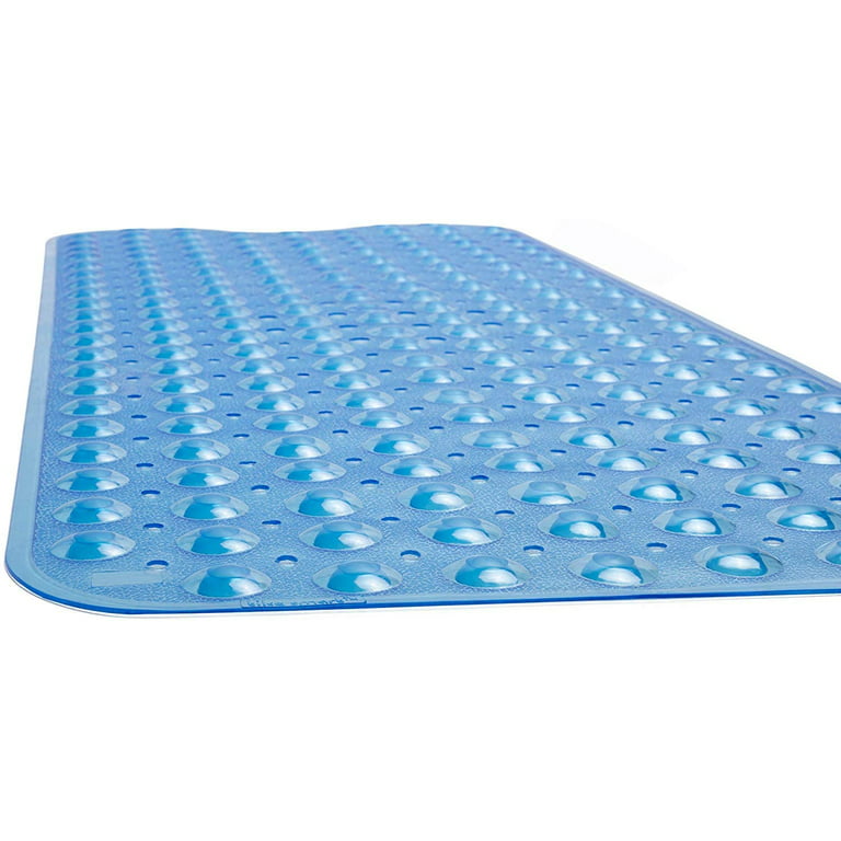 Mildew Resistant Bath Safety Mat with Suction Cups: Blue Non-Slip Bathtub  Mat