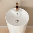 thumbnail image 3 of 33.66 in. Tall Circular Basin Pedestal Bathroom Sink in Glossy White with Single Faucet Hole and Overflow, 3 of 10