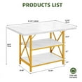 thumbnail image 3 of Uforic 47" Dining Table for 4, Dining Room Table with Storage Shelf, ModernRectangle Kitchen Table for Home Kitchen Dining Room Living Room, White& Gold, 3 of 9