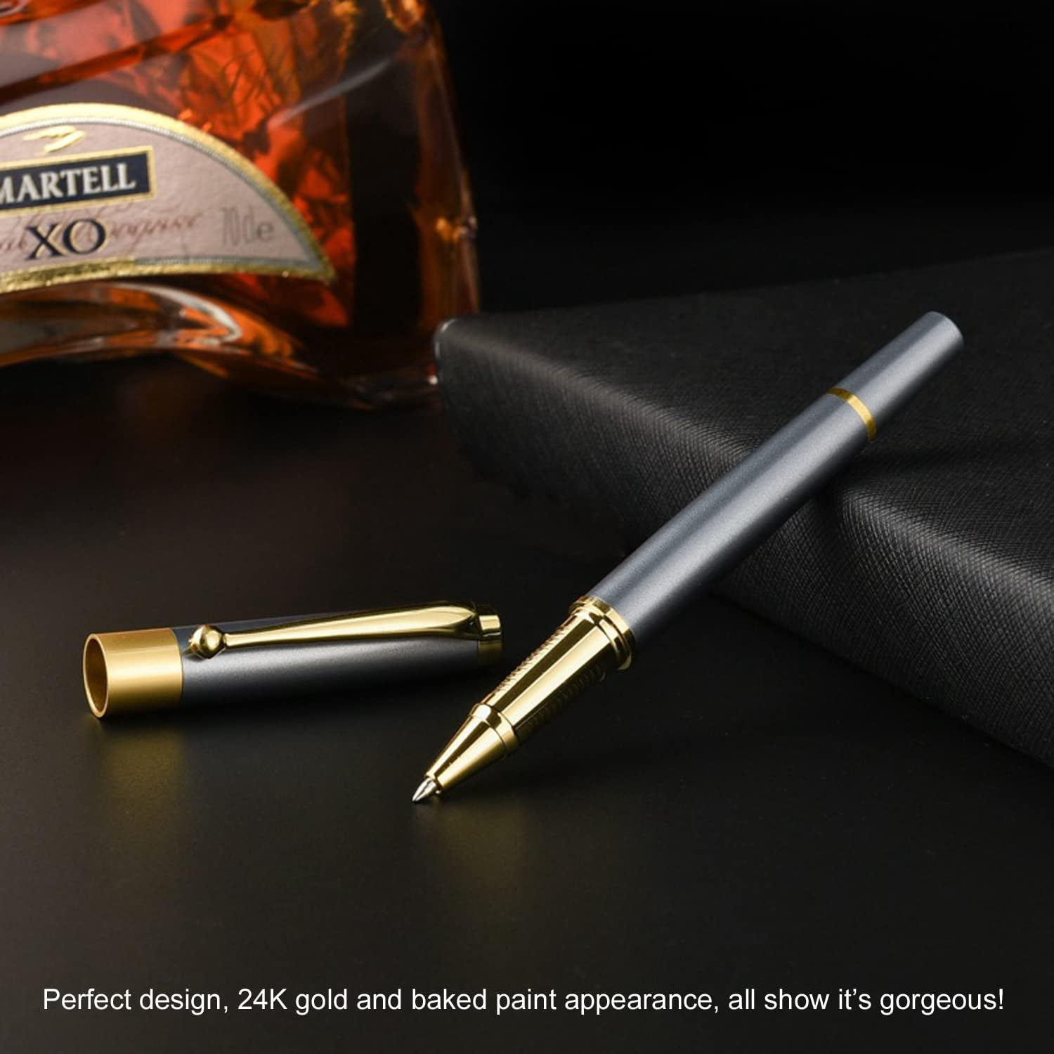 Ballpoint Pen Black Refill Luxury Line Width 0.5mm Ball Gift Set For Men & Women Professional Executive Office Nice Ballpens Classy Box (blue)