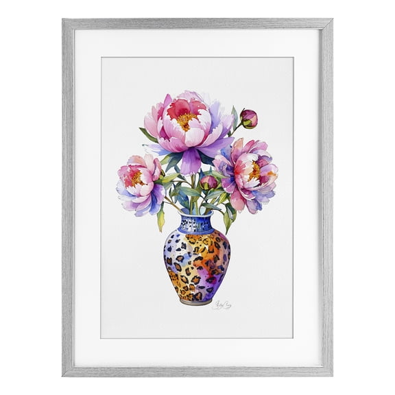 Stupell Industries Bohemian Fierce Blooms Flower Vase Gray Framed Print Under Glass, 14 x 20, by Shelly Craig