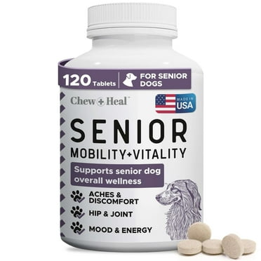 Chew   Heal Senior Mobility and Vitality Tablets, 120 Count - Made with Glucosamine, MSM, and Chondroitin