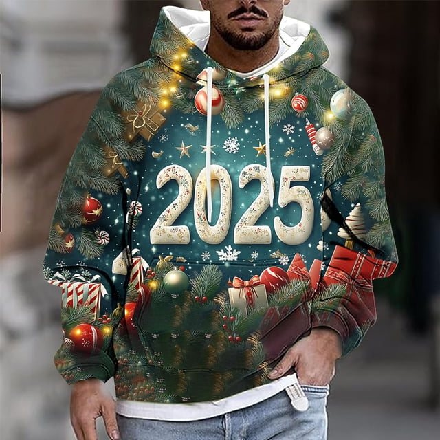 Sudadera con capucha para hombre, estilo casual, con cuello redondo, estampado, manga larga, blusa de poliéster