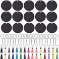 thumbnail image 2 of LLavero de acrílico negro de 120 piezas, espacios en blanco, disco circular redondo, adornos de Navidad para Kit de vinilo, incluye llavero DIY, artesanía de vinilo, 2 of 4