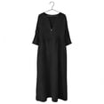 thumbnail image 6 of Gamivast Resort Dresses for Women Linen Vacation Relaxed Fit V-Neck Maxi Dress 3/4 Sleeve Linen Dress Solid Loose Flowy Elegant Beach Party Long Dress, 6 of 9