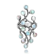 Dramatic Flowing Nature Vines Multi-Color Sterling Silver Ring - 8