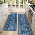 thumbnail image 4 of Kitchen Rugs Sets Of 2,Blue Geometric Pattern with Elephants Anti Fatigue Kitchen Mat Rugs Non Slip Washable,Decorative Kitchen Floor Mats for Kitchen,Sink,Laundry,17"X47", 4 of 5