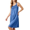 thumbnail image 7 of Blmnix Sleep Shirts for Women Chemises Sexy Nightgown Bamboo Nightgowns Sleep Shirt Knee Length Blue Square Neckline Sleeveless Oversized Sleep Shirts for Women, 7 of 7