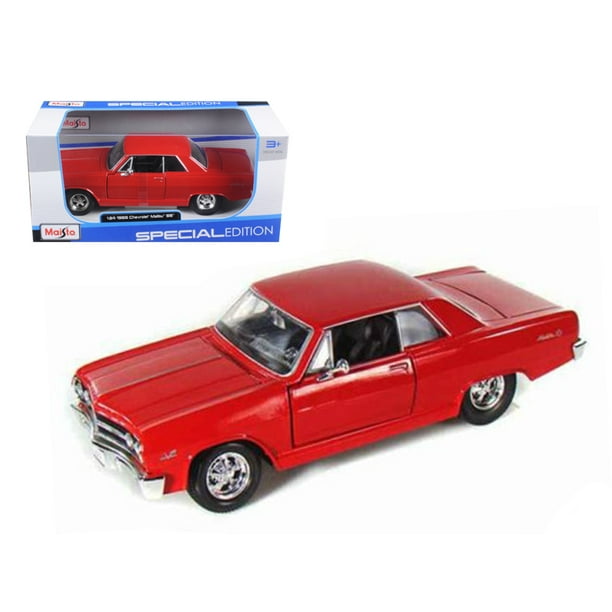 Maisto 1965 Chevrolet Malibu SS Rouge 1/24 Voiture Miniature Moulée sous Pression