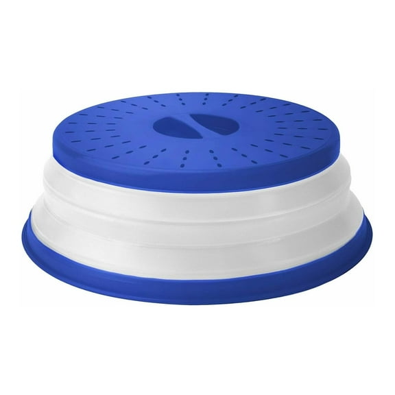 Tovolo Microwave Splatter Cover for Food, Small (Blue) - Collapsible & Vented Silicone Splatter Guard Lid - Microwave Plate & Dish Cover with Handle - BPA-Free Kitchen Gadget for Meal Prep