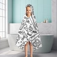 thumbnail image 6 of Black White Baseball Snacks Pattern Hooded Bath Towel，50"x30" for Ages 3 To 12 Kids, Quick Dry Lightweight Soft Microfiber Hood Beach Towel Cover Up for Kids, 6 of 7