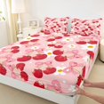 thumbnail image 3 of Homewish Red Bowknot Cherry 3pcs Twin Sheet Sets For Children Teens Girls,Chic Floral Daisy Twin Fitted Sheet,Cartoon Polka Dots Breathable Flat Sheet,Luxury Bedroom Decor, 3 of 7