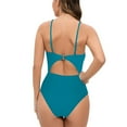 thumbnail image 3 of Holiday Promotion UTSJKR Women's One Piece Swimsuit Plunge Neckline Cutout Criss Cross Bathing Suit High Waisted Hollowed Out Adjustable Shoulder Strap Swimsuit Blue S, 3 of 3