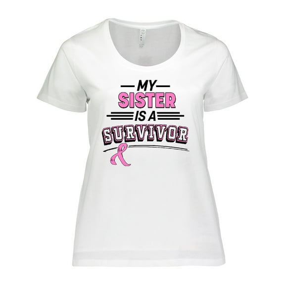 Inktastic My Sister is a Survivor Breast Cancer Awareness Women's Plus Size T-Shirt