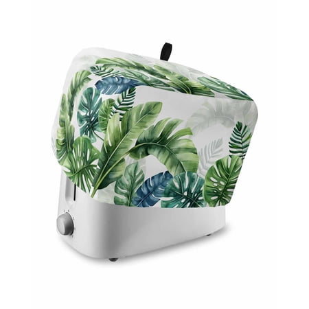 Fsddascl Tropical Leaves Small Toaster Cover 2 Slice Kitchen Appliance Covers Pastoral Summer Botanical Green Plants Toaster Oven Cover with Loop Bread Machine Cover Polyester Dust Cover