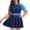 Blue, variant on uvwlwu Women Plus Size Color Block Front Zip Swim Dress Two Piece Swimsuit,4XL