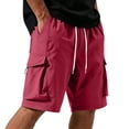 thumbnail image 2 of Sheghy Cargo Shorts for Men 100%Cotton Men's Solid Color Casual Sports Elastic Waist Drawstring Pocket Workwear Shorts, 2 of 7
