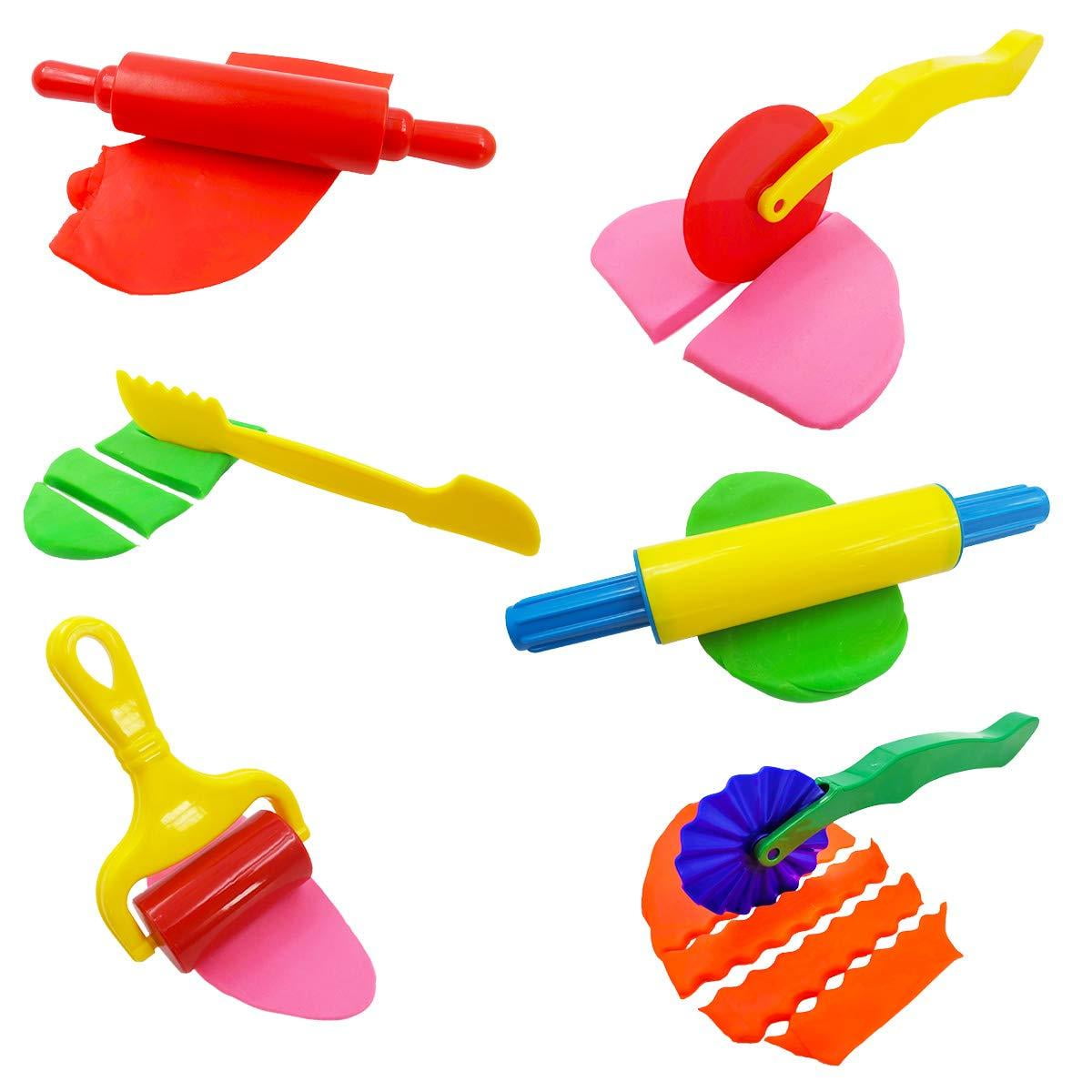 Rolling Pins for Creative Dough Cutting Various Animal Molds 45 PCS Extruders FRIMOONY Plastic Play Dough Tools for Kids 