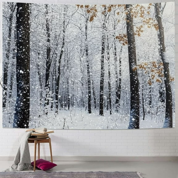 Fenyluxe Winter Tapestry Snow Forest Tapestry for Bedroom Trees in Snowy Jungle Wall Hanging Winter Scenery Tapestries for Living Room Dorm Wall Decor 40x30inch