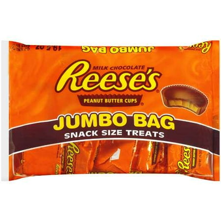 Reese's Peanut Butter Cups Jumbo Bag Snack Size Halloween Treats Chocolate Candy, 1.2 lb