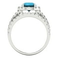 thumbnail image 4 of 1.92 ct Brilliant Round Cut Turquoise 18K White Gold Halo Solitaire with Accents Engagement Bridal Wedding Ring Band Set size 4.5, 4 of 7