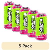 (5 pack) GHOST® ENERGY Zero Sugar Energy Drink, WARHEADS® Sour Watermelon, 200mg Natural Caffeine, 16 fl oz Can