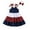 Blue, variant on Toddler Girls Tiered Dress with Bow Straps & Matching Headband 4th of July Patriotic Outfit,2-3 Years