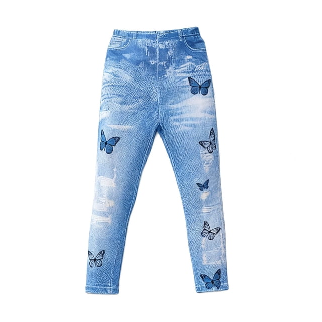 RXMEKW Pantalon de Pyjama pour Filles, Leggings Imitation Denim