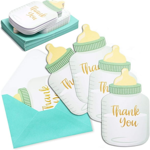 36 Pack Baby Bottle Shaped Thank You Cards Notes With Envelopes For Boy Baby Shower Birthday Party Blue Walmart Com Walmart Com