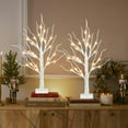 thumbnail image 4 of Christmas Decorations Indoor, 2 ft Lighted Birch Tree with 24 LED Lights for Home Decor, Battery Operated/USB Tabletop Artificial White Trees with Warm White Lights, 2 pcs, 4 of 9