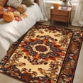 thumbnail image 4 of Bohemia Orange Flower Washable Area Rug 2.7 x 5 ft Vintage Boho Ethnic Farmhouse Floral Pattern , Soft Non Slip Rugs Stain Repellent Indoor Felt Carpet for Living Dining Room Bedroom Home Office, 4 of 9
