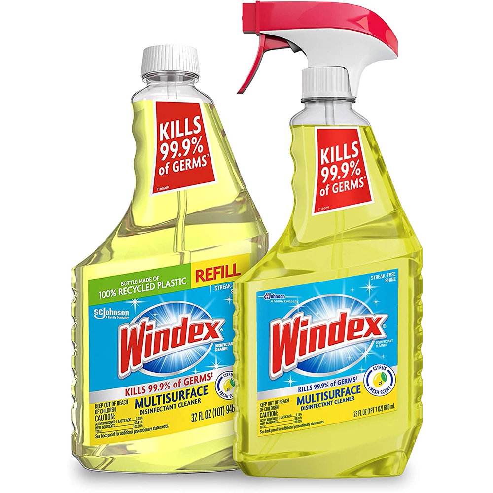 Windex Disinfectant Cleaner Multisurface Spray Bundle, Includes a 23