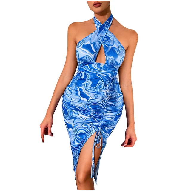 Mono de color estampado para mujer, falda corta, vestido sin mangas con cintura y hombros descubiertos sexy Fridja hjkh3093