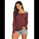 thumbnail image 4 of Blusa de Larga con Cuello y Hombros Descubiertos para Mujer Vino Tinto L, 4 of 8