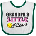 thumbnail image 3 of Inktastic Grandpas Little Pitcher Softball Girls Baby Bib, 3 of 4