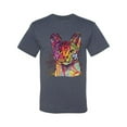 thumbnail image 2 of Wild Bobby Dean Russo Colorful Cat Abyssinian Cat Lover Men Graphic Tee, Vintage Heather Blue, X-Large, 2 of 5