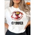 thumbnail image 1 of Camiseta con estampado gráfico de ojos para mujer, informal, de cuello redondo y manga corta, con estampado geométrico, tejido de punto de algodón con elasticidad media, ajuste cómodo para cualquier t, 1 of 6