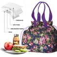 thumbnail image 4 of Pioneer Flower Floral Print Pattern Drawstring Lunch Bag Women - Drawstring Lunch Bag Insulated for Work Office - Stain-Resistant Large Lunchbags for Women with Multi-Pockets, 4 of 6