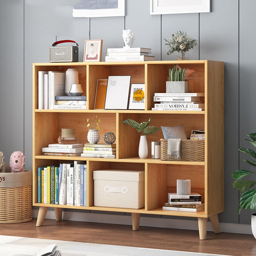 Book Shelves Freestanding Open Bookcase with 9 Storage Squares, 3Tier