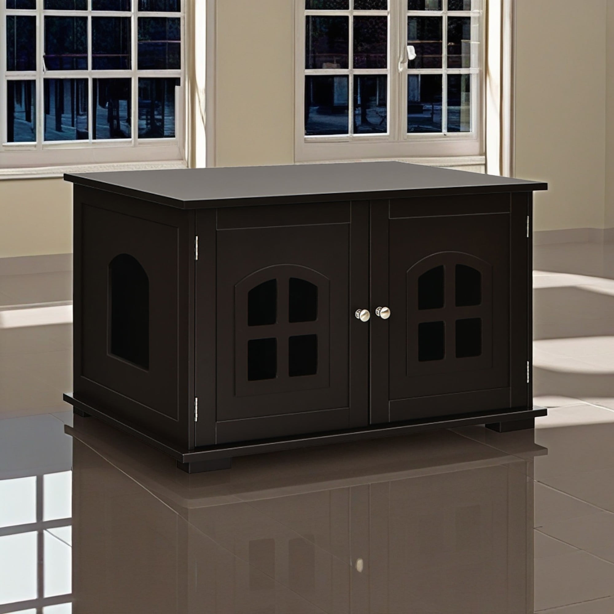 Kadyn 32" Cat Litter Box Enclosure Furniture, Cat Washroom, Hidden Litter Box Cover, Hideaway Cat House, Brown