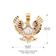 thumbnail image 3 of 14K Tri Color Gold Eagle Charm Pendant with 1.7mm Flat Open Wheat Chain Necklace - 16", 3 of 6