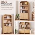 thumbnail image 6 of Weselon 70.86" Tall Arched Bookshelf with Fluted Doors, Modern Wooden Bookcase Cabinet, 5-Tier Natural Display Shelf for Living Room Home Office, 6 of 12