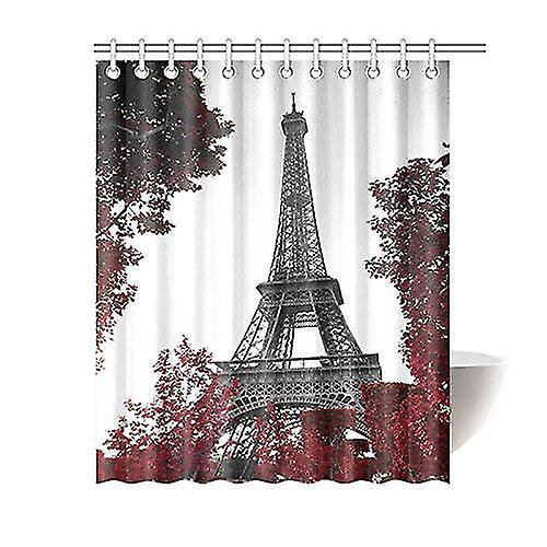 Famoso edificio decoración París Torre Eiffel paisaje urbano flor roja tela de poliéster baño personalizado Showe