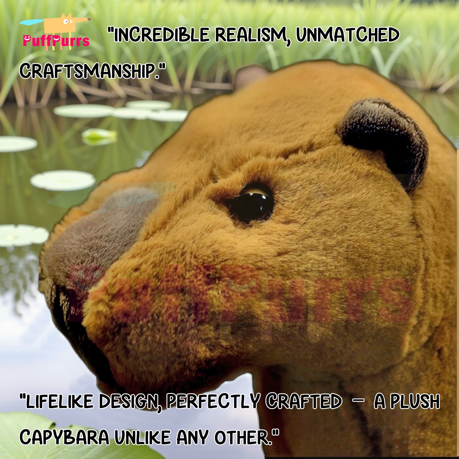 PuffPurrs Lifelike Capybara Plush Toy, Realistic The Gentle Giant Rodent Teddy Stuffed Animal, Cute Rodentia Unique Pillow Toy Gift, 31CM/12 Inch