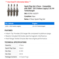 thumbnail image 2 of Spark Plug Set 4 Piece - Compatible with 2005 - 2012 Subaru Legacy 2.5L H4 Turbocharged 2006 2007 2008 2009 2010 2011, 2 of 2