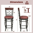 thumbnail image 3 of Costway 26" Swivel Bar Stools Set of 2 with Upholstered Seat Scroll Backrest Footrest Brown, 3 of 8