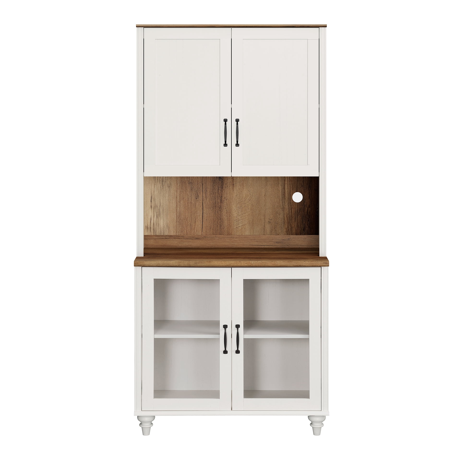 Sideboard Buffet Cabinet with Storage, 5-Tier Bookcase with Adjustable Shelf, Farmhouse Library Wooden Bookshelves for Living Room, Office, Study Room, White, 72" H