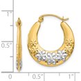 thumbnail image 4 of 14K Yellow & Rhodium Hollow Flowers Hoop Earrings (22 X 19) Made In Indonesia tl741, 4 of 6